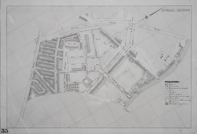 853536 Plattegrond van een deel van de stad Utrecht (het gebied tussen de Amsterdamsestraatweg/ spoorweg/ de Vecht/ ...